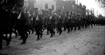 164th Battalion parading down Main Street, Milton