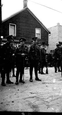 164th Battalion lining up on Main Street