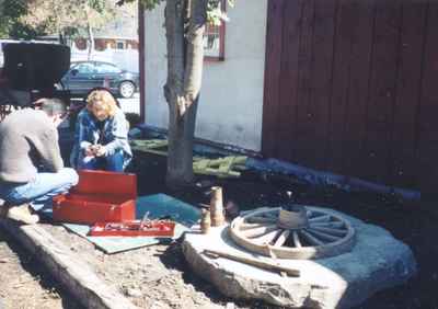 Finishing touches for the opening of the Waldie Blacksmith Shop