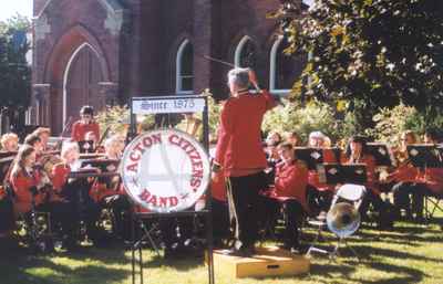 The Acton Citizens Band at the opening of the Waldie Blacksmith Shop