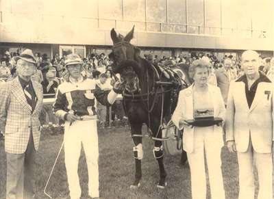 Anne MacArther making presentation at Mohawk Raceway