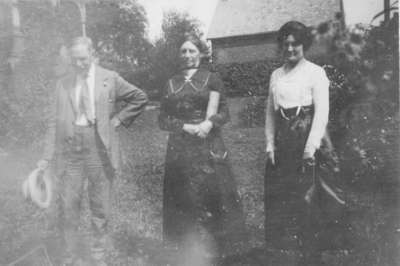 Man and two women in garden