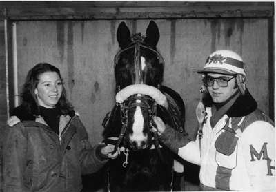 Mr. Hebert with wife Diane and their pacer Sudden Sue