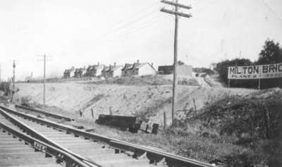 Rail line going past the brick yards