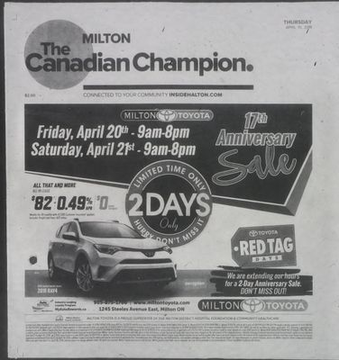 Canadian Champion (Milton, ON), 19 Apr 2018