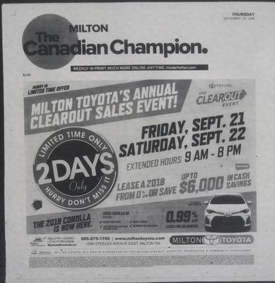 Canadian Champion (Milton, ON), 20 Sep 2018