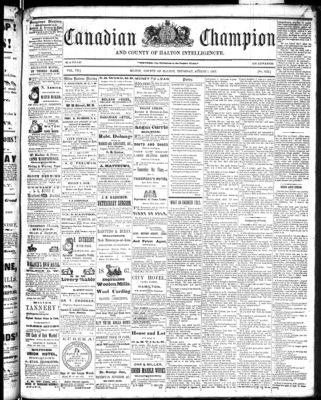 Canadian Champion (Milton, ON), 1 Aug 1867