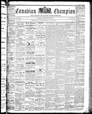 Canadian Champion (Milton, ON), 6 Aug 1868