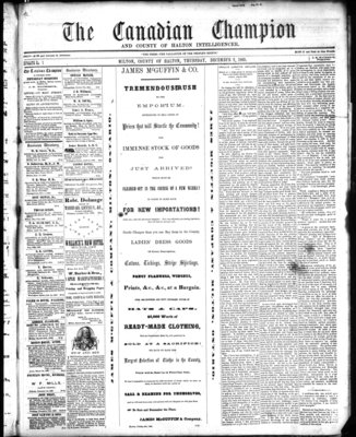 Canadian Champion (Milton, ON), 2 Dec 1869