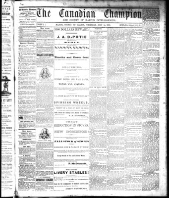 Canadian Champion (Milton, ON), 14 Jul 1870