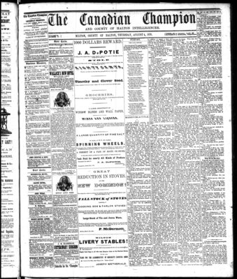 Canadian Champion (Milton, ON), 4 Aug 1870