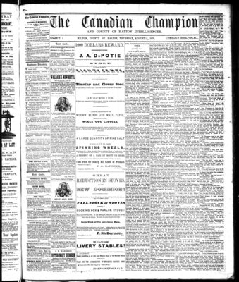 Canadian Champion (Milton, ON), 11 Aug 1870