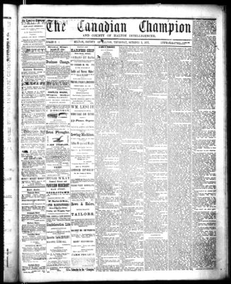 Canadian Champion (Milton, ON), 3 Oct 1872