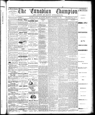 Canadian Champion (Milton, ON), 21 Nov 1872