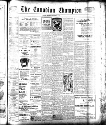 Canadian Champion (Milton, ON), 1 Dec 1921