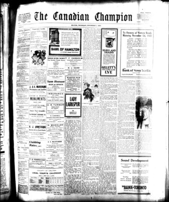 Canadian Champion (Milton, ON), 1 Nov 1923