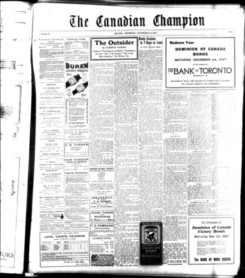 Canadian Champion (Milton, ON), 24 Nov 1927