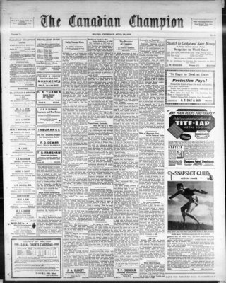 Canadian Champion (Milton, ON), 28 Apr 1938