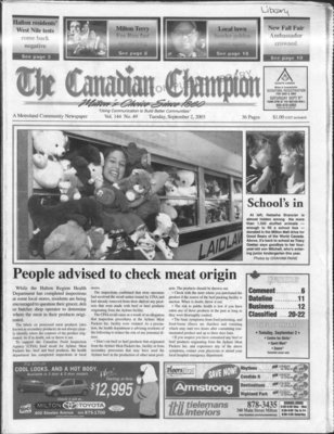 Canadian Champion (Milton, ON), 2 Sep 2003