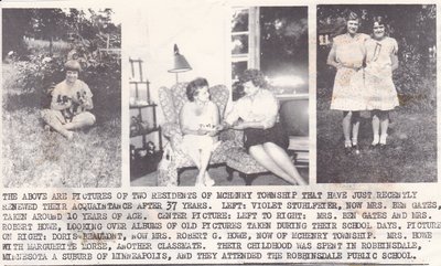 Pictures of Old Friends Violet Gates and Doris Howe.