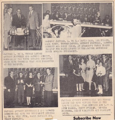 Group at Speaker's Table During Banquet For Participating in the Jaycee Sponsored Youth Bowling Tournament.