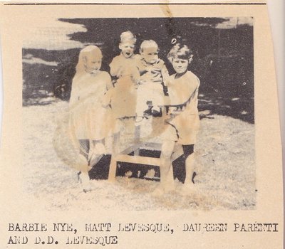 Four Children Sitting With a Table: Barbie Nye, Matt Levesque, Daureen Parenti and D.D. Levesque