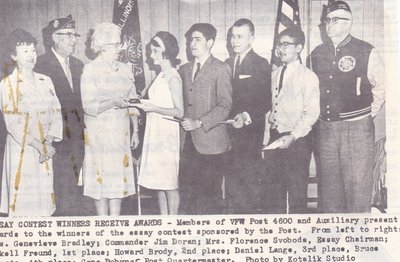 Essay Contest Winners Receiving Awards From VFW