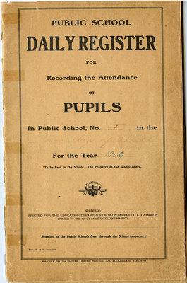 Registre de présence d'école publique  / Public school attendance register