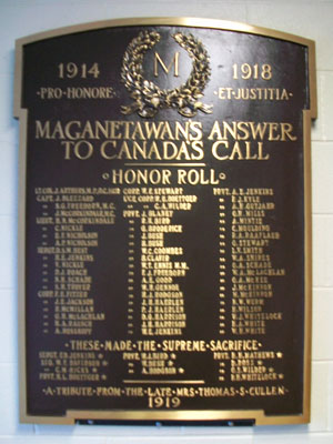 Magnetawan's Answer to Canada's Call Plaque, circa 1950