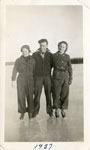 Jean, Cecil, and Mae Grunig Skating, 1937