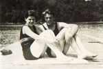Young Couple Sitting on a Dock, circa 1920