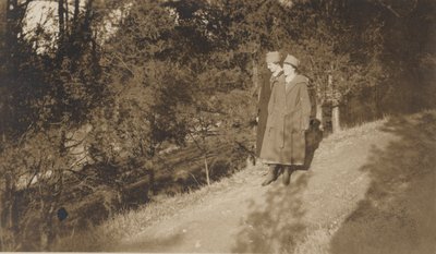 Miss Corman and Mrs. Clifford (nee Lowrey) on Mountain Road