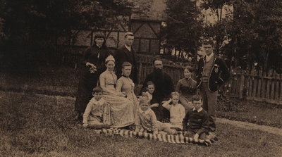 The Reverend E. F. Wilson and his family at Shingwauk mission