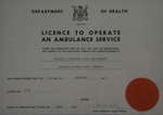 Licence to operate an ambulance service.