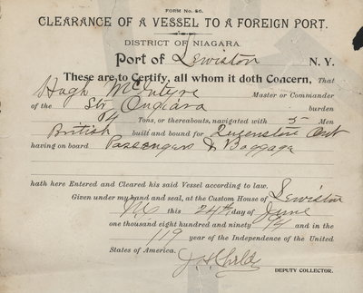 Clearance of vessel to a foreign port, 1894