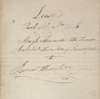 Lease Indenture between Hugh Alexander, Peter Thompson, Archibald Thompson, James Cooper and James Thompson for Lot No. 16 in Stamford, 1816.