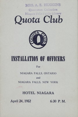 Installation of Quota Club Officers for Niagara Falls, Ontario and Niagara Falls, New York.