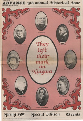 They left their mark on Niagara. 15th annual Historical Issue of Niagara Advance.