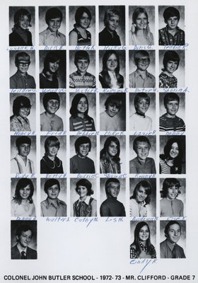 Colonel John Butler Public School, 1972-73, grade 7