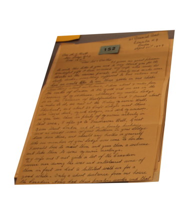 Letter of appreciation to Niagara Lodge, No. 2