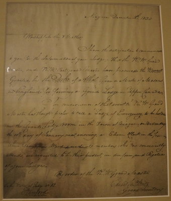 Summons to a &quot;Lodge Emergency&quot; in Niagara, 1820