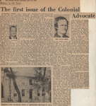 The first issue of the Colonial Advocate