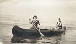 Hazel Corman in a rowboat with an unidentified woman