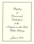 Registry of Donors and Dedications to the Niagara-on-the-Lake Public Library