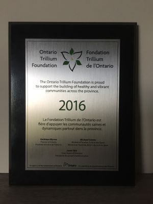 Plaque Given to the Niagara on the Lake Public Library for being an Ontario Trillium Grant Recipient in 2016.