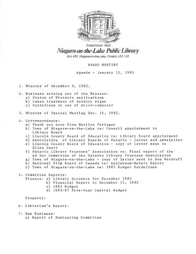 1983 Library Board Minutes