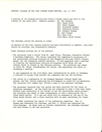 1974 Library Board Minutes