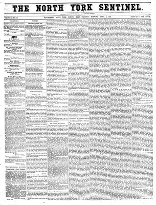 North York Sentinel (Newmarket, ON), April 3, 1856