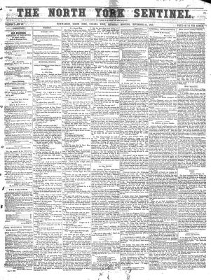 North York Sentinel (Newmarket, ON), November 13, 1856