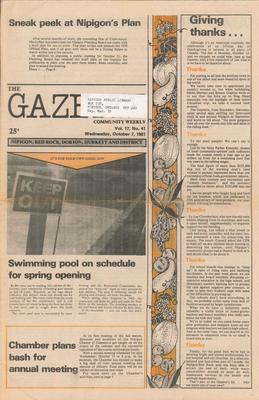 Gazette Community Weekly (Nipigon, ON), 7 Oct 1981